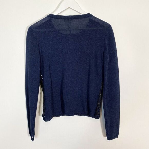 NEW Intropia Blue Cardigan with Black Sequin Overlay - Picture 2 of 7